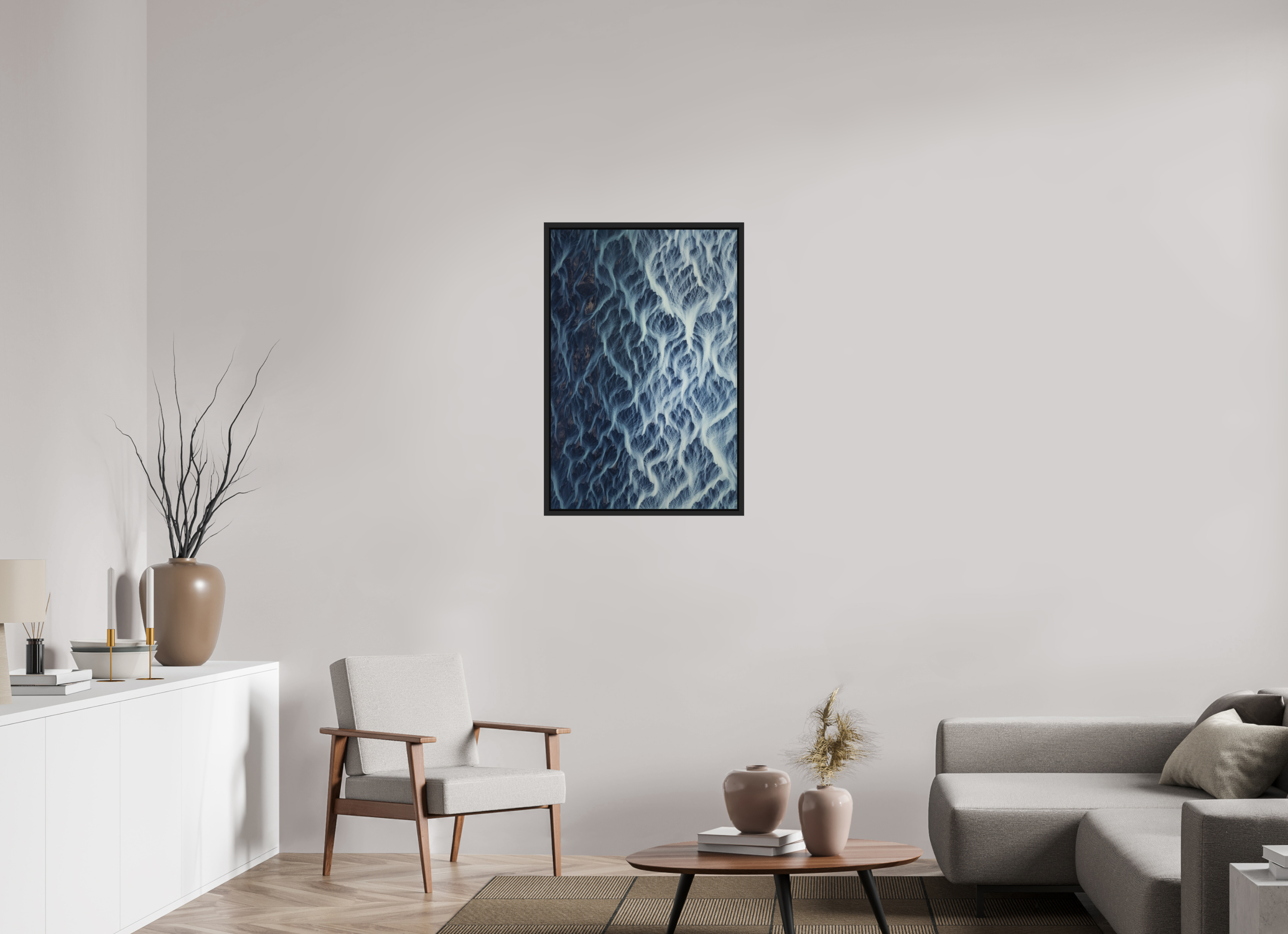 60 x 90 cm, Cadre en bois noir mat 15mm Lines