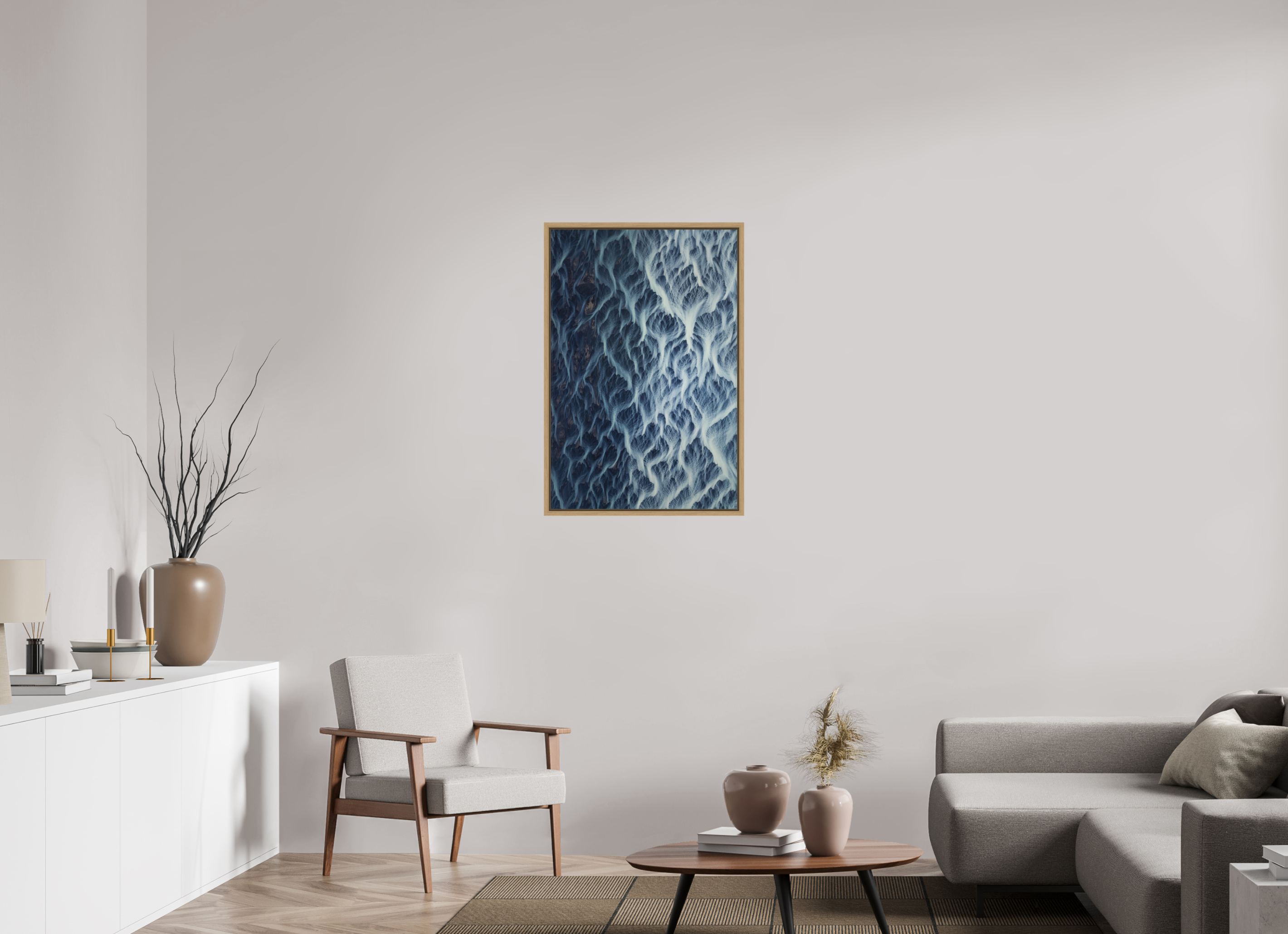 60 x 90 cm, Cadre Chêne naturel 15mm Lines